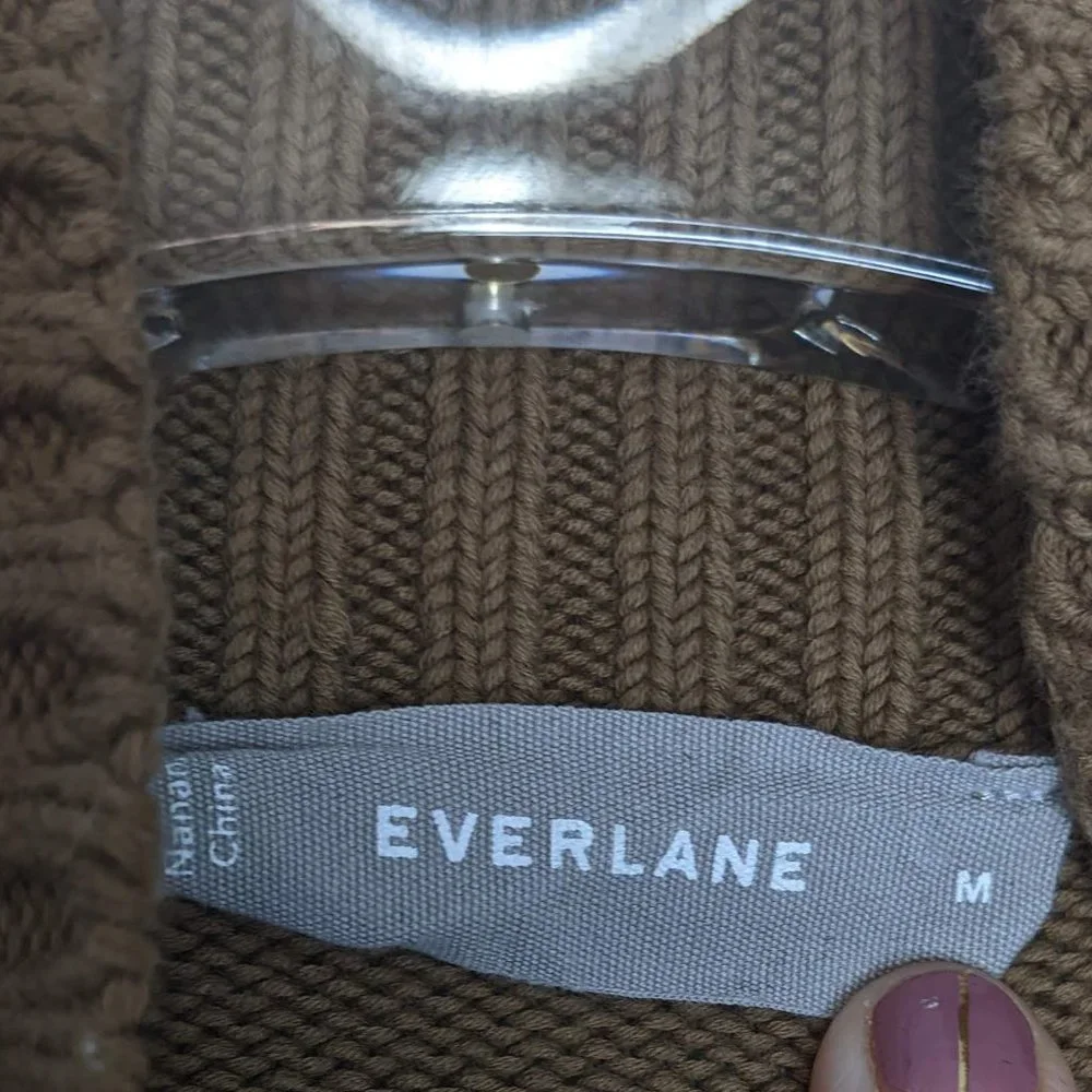 Everlane Brown Mock Neck Sweater Cotton Long Sleeve Size M - Picture 2 of 7